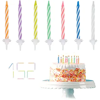 1520 teiliges Geburtstagskerzen Set, Kerzenset mit Haltern, Kuchenkerzen für Geburtstagsdeko, Partykerzen 6 cm, bunt