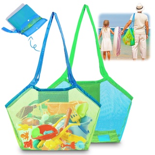 2 Stück Sandspielzeug Netztasche Groß, Strandtasche Strandspielzeug Tasche Netztasche Sandspielzeug Tragbare Strandtasche Mesh Meshtasche für Kinder, für Familie Urlaub