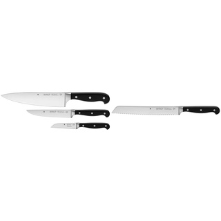 WMF Spitzenklasse Plus Messerset 3teilig Made in Germany, 3 Messer geschmiedet, Küchenmesser & Spitzenklasse Plus Brotmesser Doppelwellenschliff 31,5 cm, Brötchenmesser, XL-Griff, Klinge 20 cm