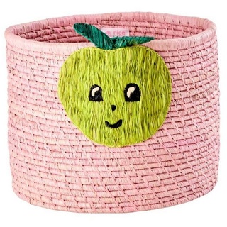 rice Aufbewahrungskorb Raffia Korb Rosa rund Apfel Kinderzimmer Deko
