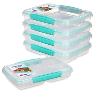 Sistema TO GO-Brotdosen mit Fächern zum Portionieren | 820ml Lunchbox mit stapelbarem Design und Clips | BPA-frei | | 5 Vorratsdosen