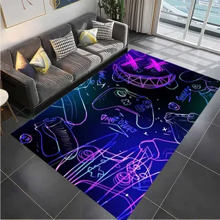 PEIHUODAN Gaming Teppich Kinder, Teppich Kinderzimmer Junge, Cool Anime Graffiti 3D-Druck, Jugendzimmer Deko Teppich, Gamer Zimmer rutschfest Bereich Teppich, Weicher Flanell (Animiert,160x230cm)
