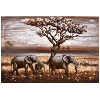 Harms Import Garden Pleasure Wandbild 3D Elefanten, Metall