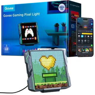 Govee Pixel Licht Gaming Quadrat, 32x32 RGB Pixel Art LED Panel mit AI-fähig, DIY-Funktion mit 150 Szenenmodi und 10 Musikmodi, 30fps/s, Arbeiten Sie mit Alexa und Google Assistant für das Spielzimmer