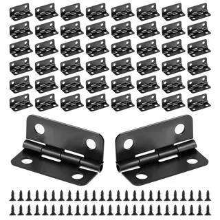 50 Paar Mini Scharniere Klein für Holz, 1.8x2.4cm Schwarz Kleine Scharniere, Kleine Schanier Hinge für Puppenhaus, Schmuckkästchen, Bastelarbeiten
