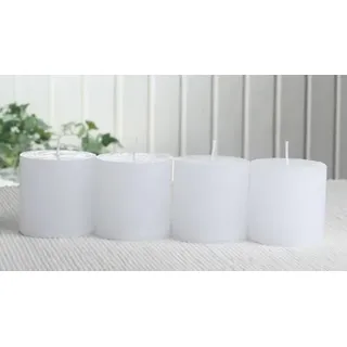 SET: 4x Rustik-Stumpenkerze, 5 x 5 cm Ø, weiß