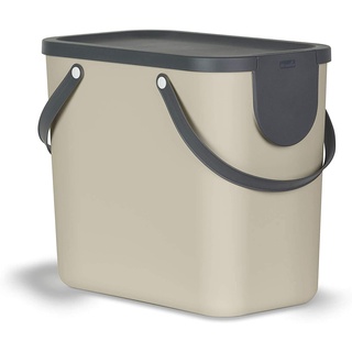 Rotho Albula Mülltrennungssystem 25l für die Küche, Kunststoff (PP) BPA-frei, cappuccino/anthrazit, 25l (40,0 x 23,5 x 34,0 cm)