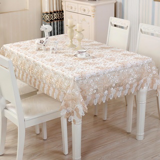 Spitze Tischdecke Rechteck Chic gestickte Tischtuch, Vintage Elegante Blumendesign Tischdecke für Hochzeitsbankett Geburtstagsparty Formeller Esstisch, Kaffee Weiß, 130×180cm