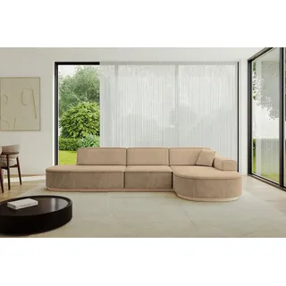 altdecor Eckcouch Velours 4-Sitzer Beige
