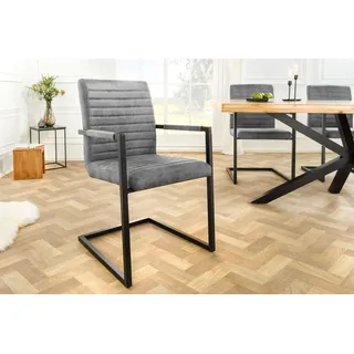 Riess-Ambiente Stuhl LOFT vintage grau Armlehnen Eisengestell Esszimmerstuhl Freischwinger Industrial