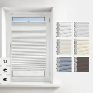 Estika Wabenplissee mit Bohren nach Maß – 6 Farben, Verdunkelung und Profilfarbe Weiß – Thermo-Plissee für Fenster in verschiedenen Breiten (30–129 cm) und Höhen (150–230 cm)