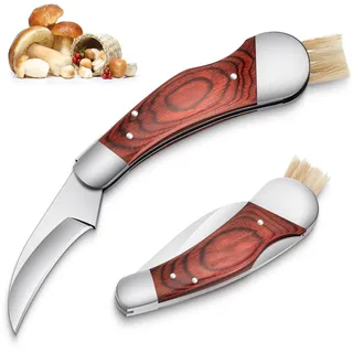 Purple Dragon Klappmesser,Pilzmesser mit Bürste Tragbares Schwammerlmesser mit Pilzbürste Outdoor Taschenmesser Gute Wahl für Pilzsammler