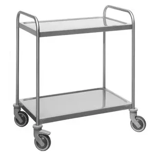 Köhler Servierwagen 28413, silber, aus Edelstahl, 2 Etagen, mit Feststellbremse, 68 x 97 x 107 cm