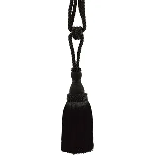 DÉCOPRO Noblesse Collection Eleganter Raffhalter für Vorhänge und Vorhänge, Quaste, Länge 20 cm, Breite 76 cm, Farbe # TBH8, reines Schwarz # K9 (Tiefschwarz)