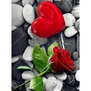 Klassisches Puzzle 1000 Teile Rotes Herz und Rose, geeignet für Personen über 12 Jahre, 38 x 52 cm