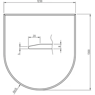 Hark Bodenplatte Halbrund Glas 1300 x 1230 x 8 mm transparent