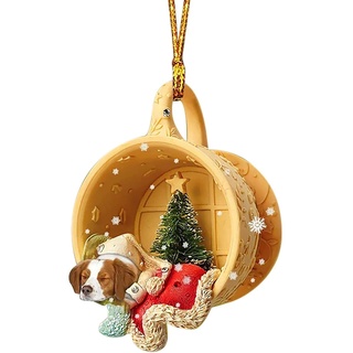 Weihnachtsdeko Weihnachtshund Weihnachts Anhänger Hund der im Nest schläft Weihnachtsbaumschmuck Ornamente Weihnachtsbaum Acryl Dackel Weihnachten Deko Lustig Hunde Hängende Zubehör (H, One Size)