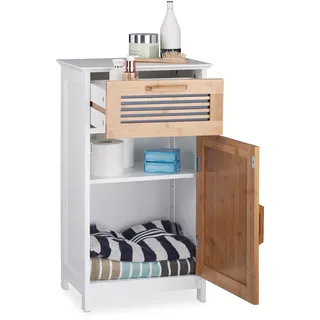 Relaxdays Badschrank Schmal 40 x 1250 x 28,5 cm Braun/Weiß
