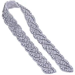 Aniyan Brautgürtel Mit Strass Silber Hochzeit Taillengürtel Damen Glitzer Gürtel Breiter Kristallgürtel Für Brautjungfer Hochzeitsparty Schärpe(Ohne Band)