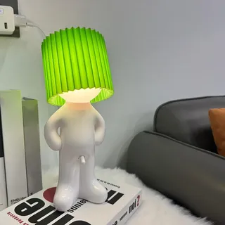 Demiawaking Kreative Nachtlicht A Little Shy Man, Lustige Schüchterner Mann Lampe Tischlampe, LED Tischlampe Mit Schirm, Romantische LED Nachttischlampe Schlafzimmer Deko Lampe (Grün)