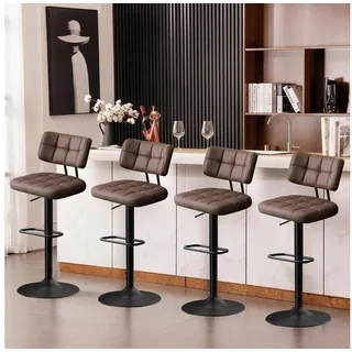 LuxusKollektion Barhocker Barhocker höhenverstellbar PU Leder Drehstuhl 4 Stück Braun braun