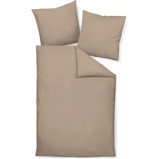 JANINE unifarben Baumwolle Beige 140 x 220 cm + 90 x 70 cm