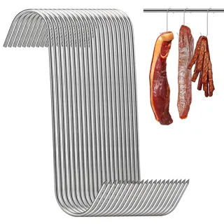 Fleischerhaken Edelstahl Fleischhaken 180mm S Haken Groß Räucherhaken Metzgerhaken S-Förmige Haken Meat Hook S-Haken Für Fleischverarbeitung Räuchern Hähnchen Rippenräuchern Jagd Metzgerei (20)