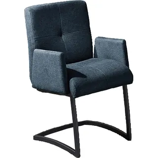 Freischwinger EXXPO - SOFA FASHION "Affogato mit komfortablen Armlehnen", blau (navy, navy, navy), B:59cm H:87cm T:69cm, Kunstleder, Metall, Stühle, Freischwinger, attraktiven Kreuznaht in der Rückenlehne