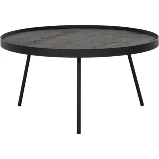 Couchtisch Saturnus aus Teakholz und Metall, rund, modern im Industrial Stil, schwarz, Ø 60 cm