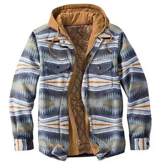 Youthful flying Herren Hemdjacke Kariert Warm Holzfällerhemd mit Kapuze Atmungsaktiv Dicke Hemden Vintage Plaid Freizeitjacke(Size:XL,Color:F)