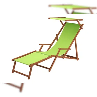 Erst-Holz Sonnenliege pistazie Liegestuhl Fußteil Sonnendach Kissen Holz Deckchair Gartenmöbel 10-306FSKD