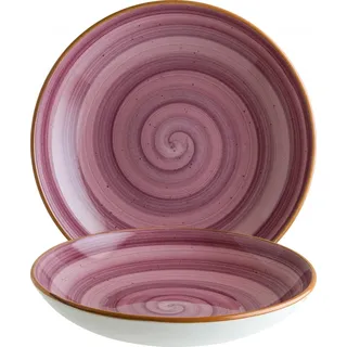 Bonna 6x Suppenteller Pastateller Speiseteller Essteller Salatteller Geschirr Teller tief 23cm 100cl Lila Creme Beerenton Porzellan rund Aura Blackberry Bloom Kantenschutz