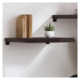 furnicato Wandregal aus massivem Eichenholz 60x60x(2-6) cm Dunkelbraun, 1-tlg., Rustikales Wandboard mit Naturkante als Ablage im Badezimmer braun 60 cm x 6 cm x 60 cm