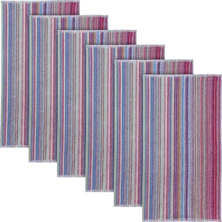 REDBEST Handtuch 6er-Pack Streifen bunt Größe 50x100 cm - ideal für Reisen, leichte Qualität, Gute Feuchtigkeitsaufnahme