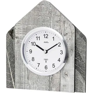 AMS Tischuhr moderne Tischuhr mit Natur-Baumblattauflage - AMS Modell: 5168