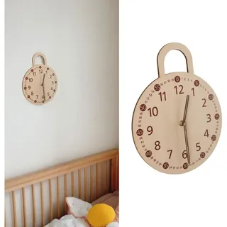 Vintage Wanduhr Im Landhausstil Aus Lindenholz-sperrholz, Modell A-2, 25 Cm, Naturholz, Minimalistische Inneneinrichtung