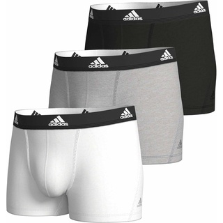 adidas, Herren, Unterhosen, 3er Pack Active Flex Cotton Retro Short / Pant, Grau, Schwarz, Weiss, (S, 3er Pack)
