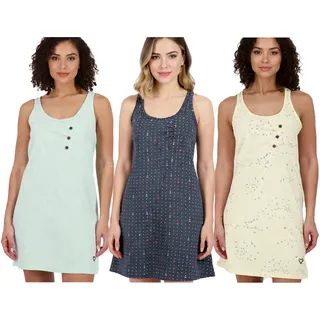 ALIFE AND KICKIN CamyAK B Damen Mini-Kleid Baumwoll-Kleid mit Punkten Sommer-Kleid in Aqua-Blau, Butter-Beige oder Marine-Navy - XS