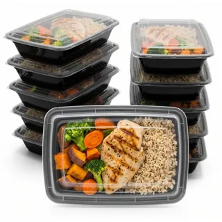 BigDean Meal Prep Boxen schwarz 0,8 l 10-teiliges Set