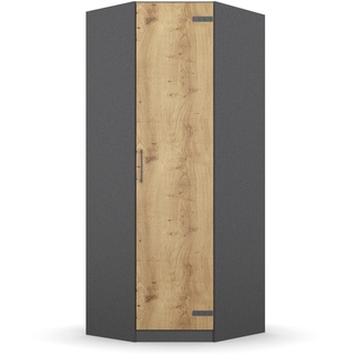 Eckkleiderschrank RAUCH "Holmes" Schränke Gr. B/H/T: 85 cm x 197 cm x 54 cm, 1 St., grau (graumetallic, eiche artisan) Eckschränke im Industrial Style