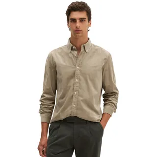 Marc O'Polo Langarmhemd "mit Button-Down-Kragen", Herren, Gr. M, Normalgrößen, charleston gray, Obermaterial: 100% Baumwolle, unifarben, regular fit, Doppelmanschette, Hemden