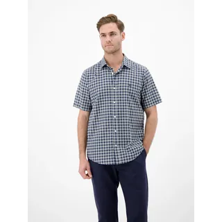Lerros Kariertes Kurzarmhemd Regular Fit Blau L