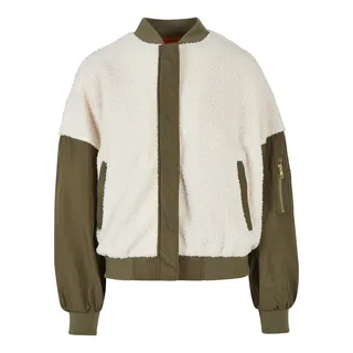 URBAN CLASSICS Oversized Sherpa Mixed Bomberjacke White Sand / Dark Olive 4XL