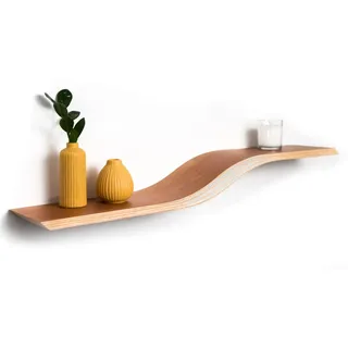 EWART WOODS schwebender wandregal Holz hängend geometrisch Buch wandregal Holz modern holzregal Handmade möbel (Cherry, 95 cm (37.4 inch))