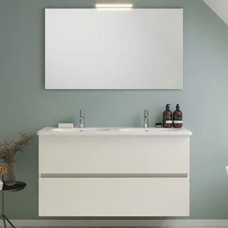 burgbad Liniq Badmöbel Set 120,5 cm mit LED-Lichtspiegel, Badmöbel,