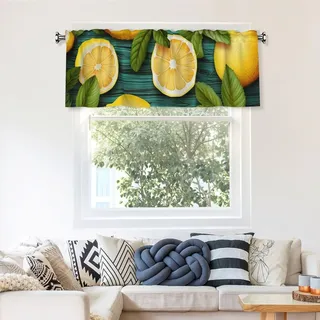 Fenstervolants für Küche, Wohnzimmer, Kunst, Zitronenvorhang, Volant, Bauernhaus, Stangentasche, Behandlung, Dekorationen, Zubehör, abstrakte Kunst, kurze Vorhänge für Schlafzimmer, Badezimmer