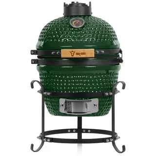 BBQ-Toro Keramikgrill Kamado Holzkohlegrill Ø 32 cm "HAIIRO" mit Grillrost und Thermometer grün