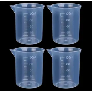 Yeenano Messbecher,4 Stück Kunststoff Messbecher Set,100ml Messbechers Waschpulver,Klein Präzisions Hitzebeständig Kunststoff Messbechers mit Skala,für Labor,Haushalt,Küche,Kochen und Backen