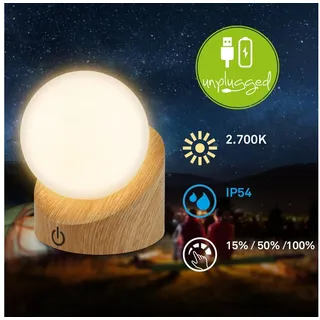 Briloner Leuchten Tischleuchte LED Tischlampe Kinderzimmer Kommode Outdoor/Indoor, LED fest integriert, 2700K - Extra - Warmweiß, Tischlampe kabellos 10x8x9cm Blau 2W Kinderzimmer Flur Outdoor Aussen braun