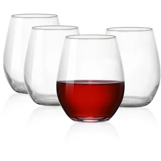 HAHASHOW Unzerbrechliche Weingläser Ohne Stiel, Tritan Kunststoff Camping Weingläser fur Whiskey, Saft, Milch, 470 ml Plastik Tasse 4er Set
